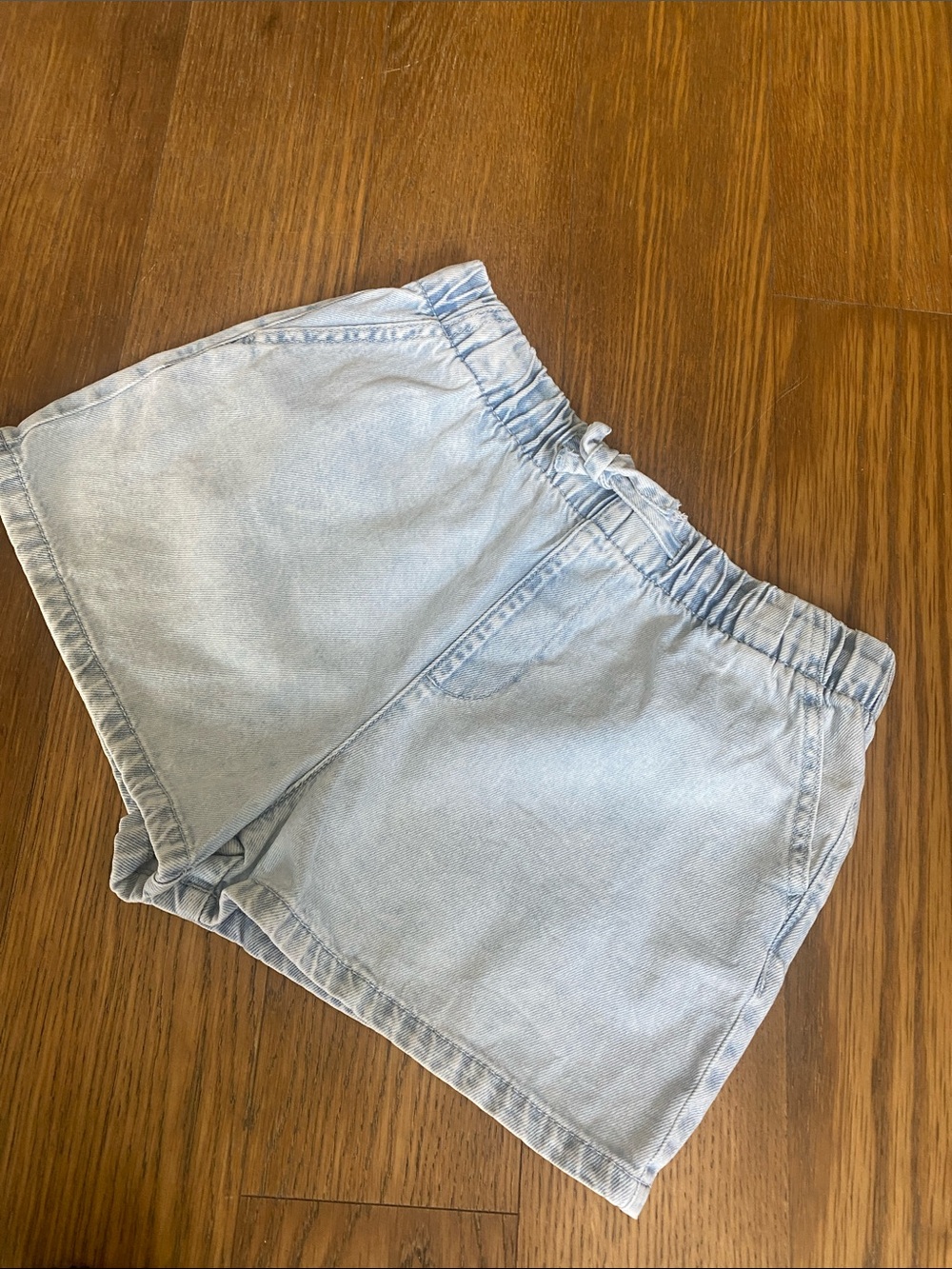 Zara Girl Elastic Denim Light Blue Cotton Elastic Waistband Shorts Size 13-14